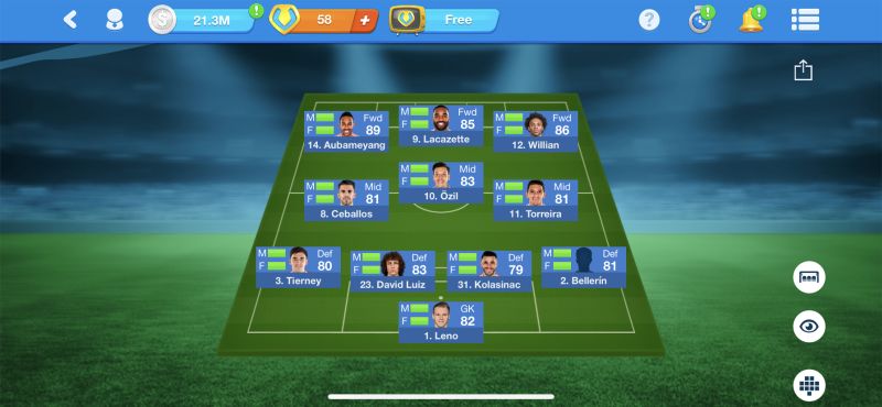 online soccer manager 20-21 lineup