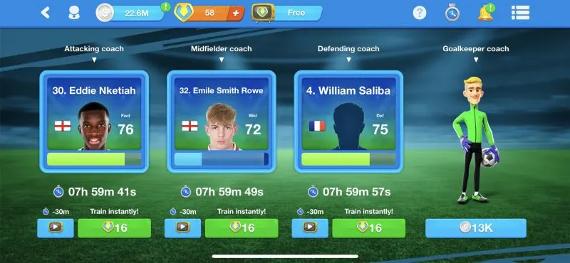 how to train players in online soccer manager 20-21