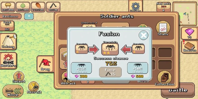 how to farm and fuse creatures in pocket ants