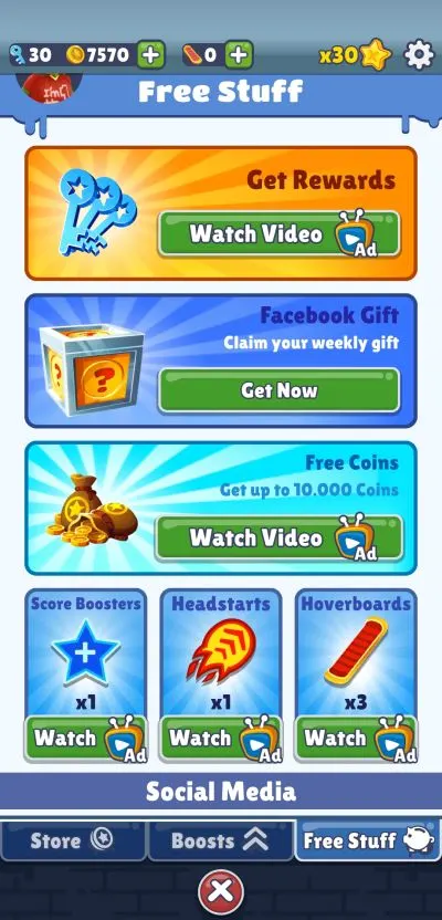 how to get free stuff in subway surfers
