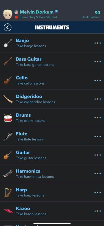 music instruments in bitlife