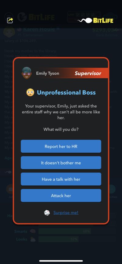 unprofessional boss in bitlife
