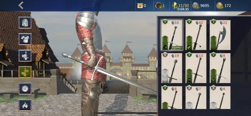 best equipment in knights fight 2