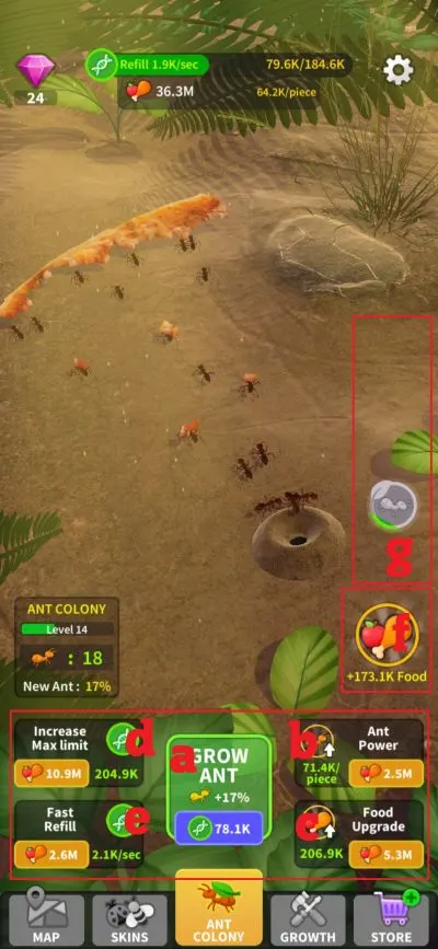 little ant colony button layout
