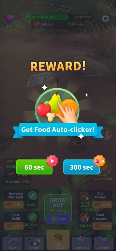 little ant colony food auto clicker reward
