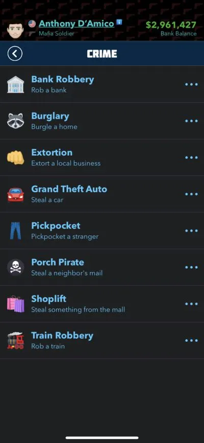 crime options in bitlife