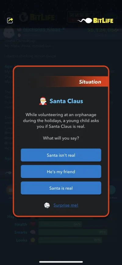 santa claus question in bitlife