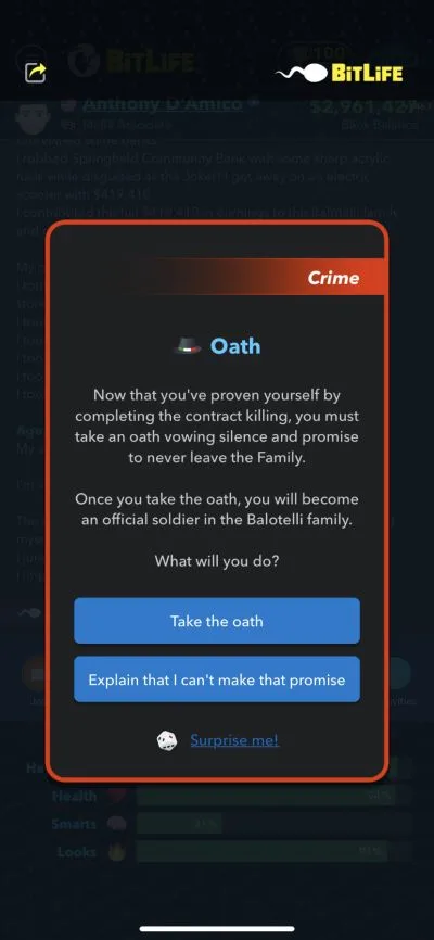 taking an oath in bitlife