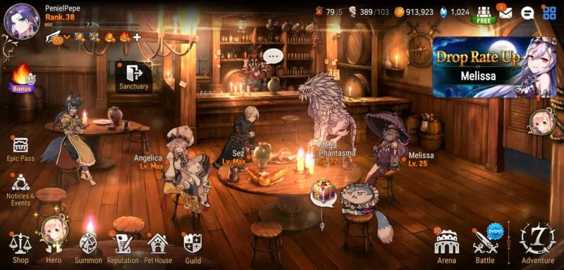 player lobby in epic seven