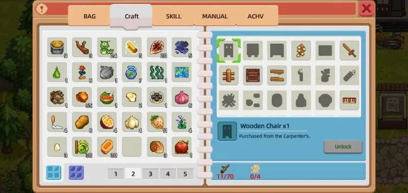 crafting items in harvest town