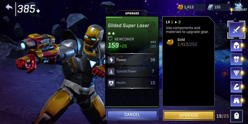 upgrading gear in marvel realm of champions