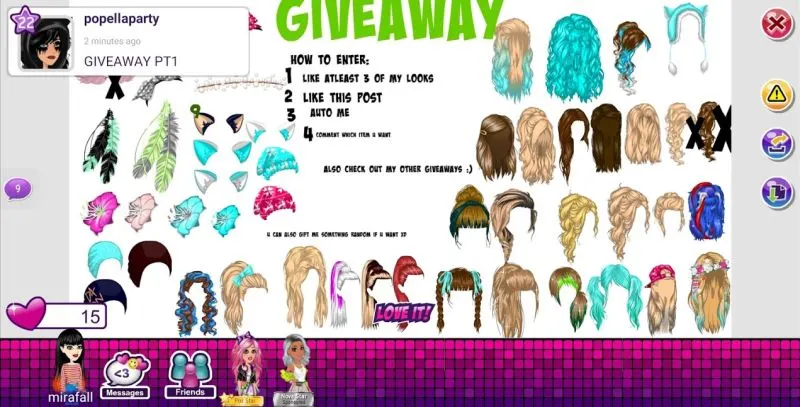 participating in a giveaway in moviestarplanet