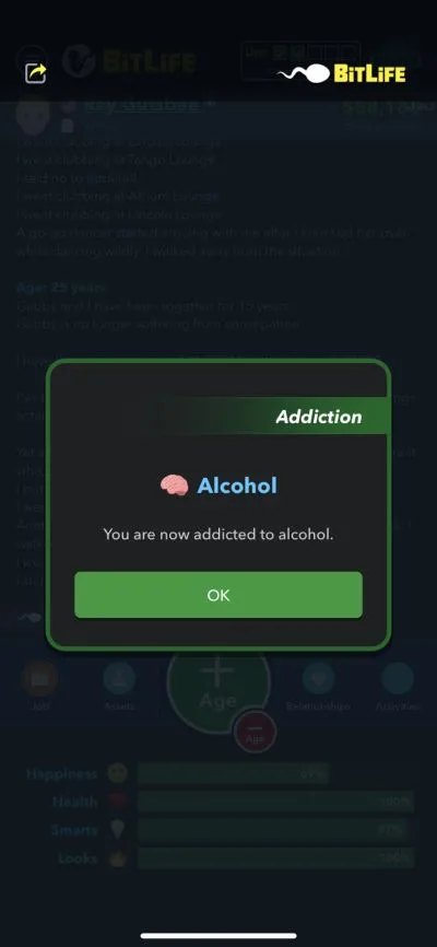 becoming an alcoholic in bitlife