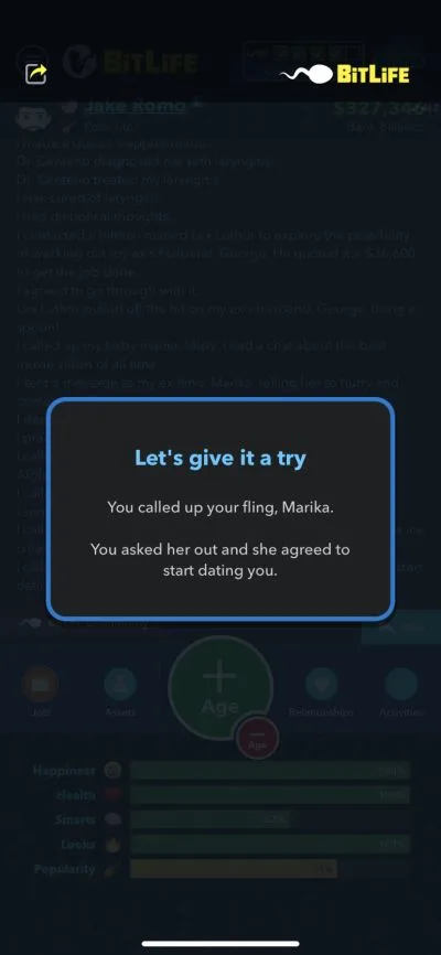 asking out for a date bitlife
