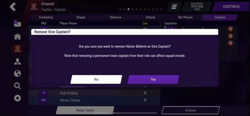changing vice captain in football manager 2021 mobile
