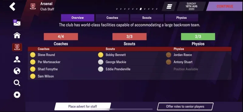 staff management football manager 2021 mobile