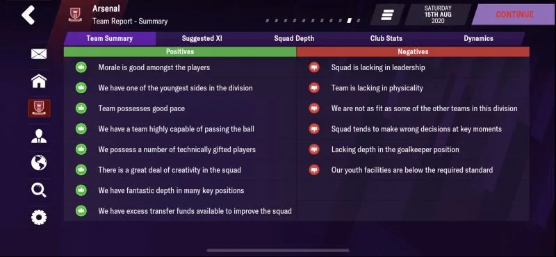 football manager 2021 mobile team report