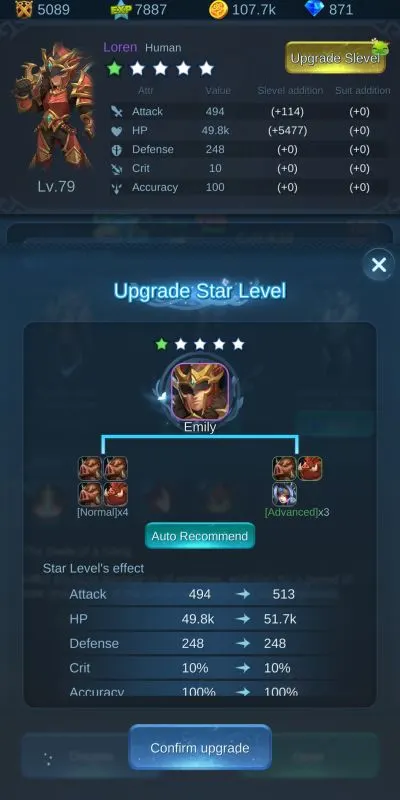 unit upgrade star level mist forest