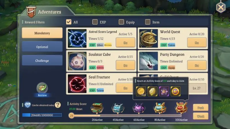 stella arcana adventure tab