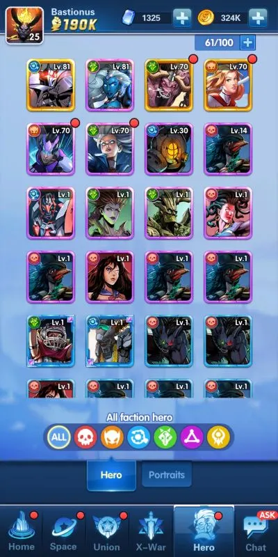 team roster x-hero idle avengers