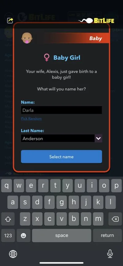 bitlife baby girl