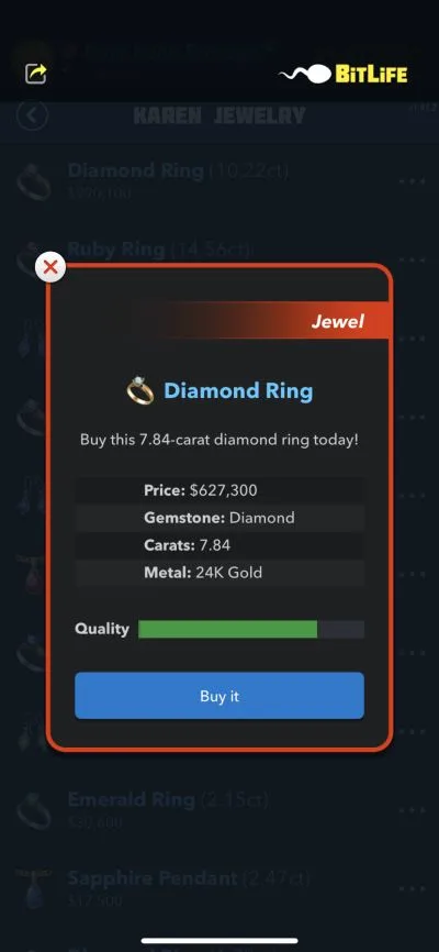 bitlife diamond ring