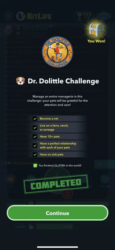 bitlife dr dolittle challenge requirements