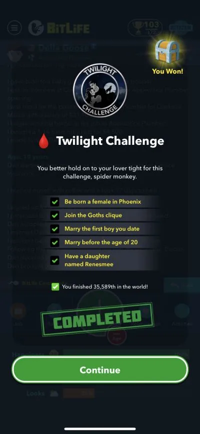 bitlife twilight challenge requirements