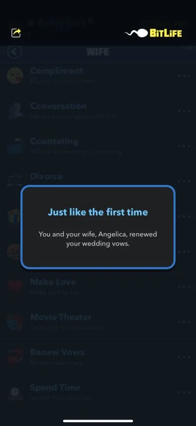 renewing wedding wovs in bitlife