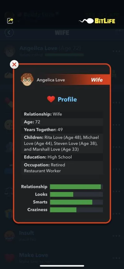 bitlife wife profile