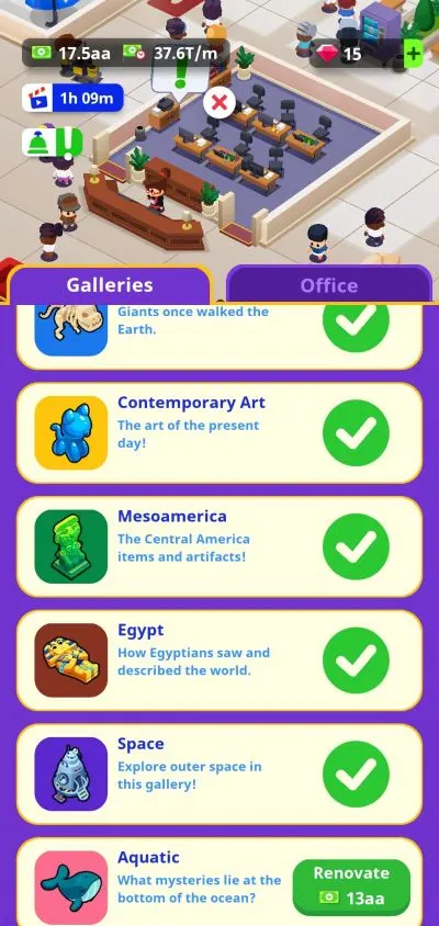 galleries idle museum tycoon