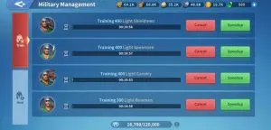 infinity kingdom military management