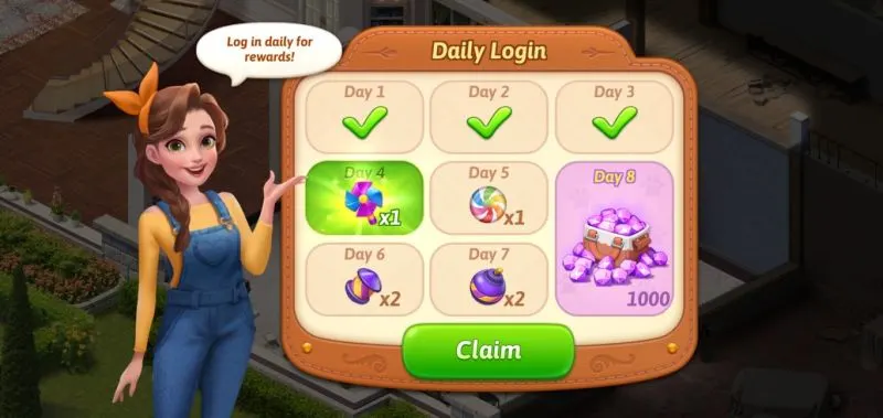 login rewards my story mansion makeover