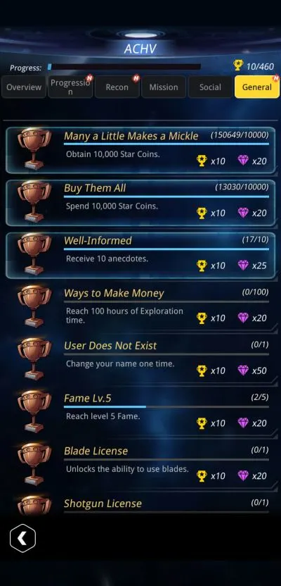 stellar hunter achievements