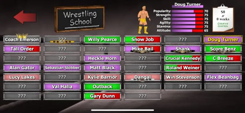 wrestling empire wrestler stats