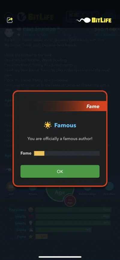 becoming a famous author in bitlife