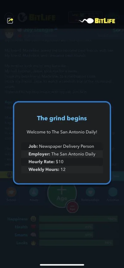 bitlife newspaper delivery job