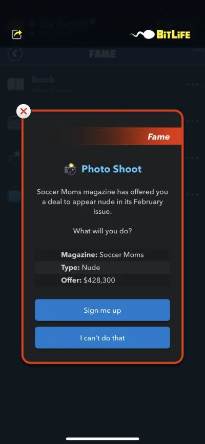 bitlife photo shoot