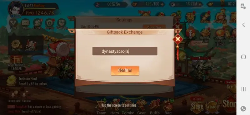 dynasty scrolls redeeming code step 4