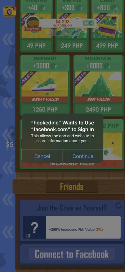 hooked inc connect to facebook