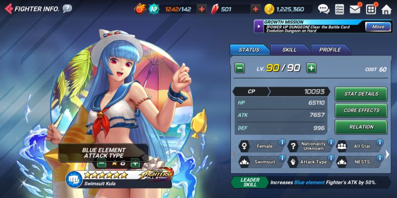 swimsuit kula the king of fighters allstar