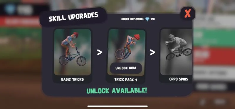 pumped bmx flow skill upgrades