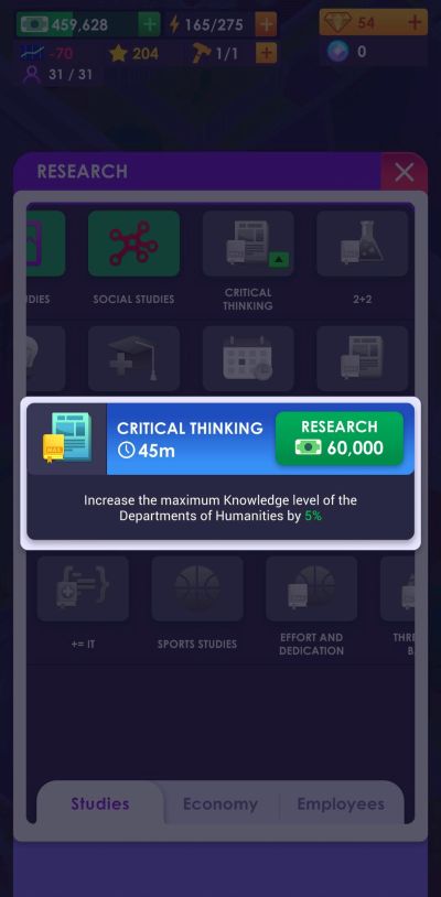 university empire tycoon research