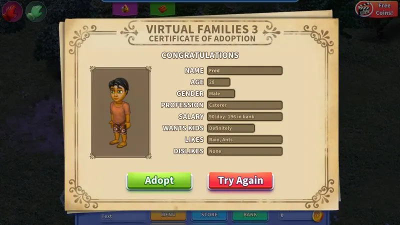 virtual families 3 certificate of adoption
