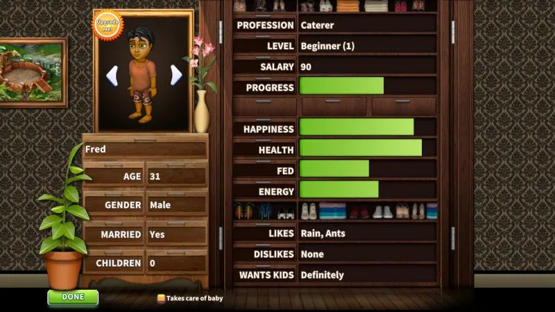 virtual families 3 character stats