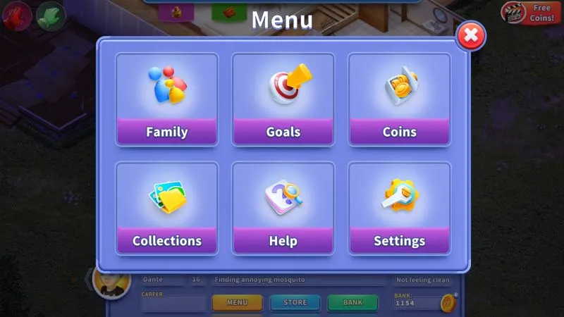virtual families 3 menu