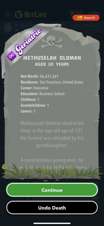 bitlife geriatric ribbon