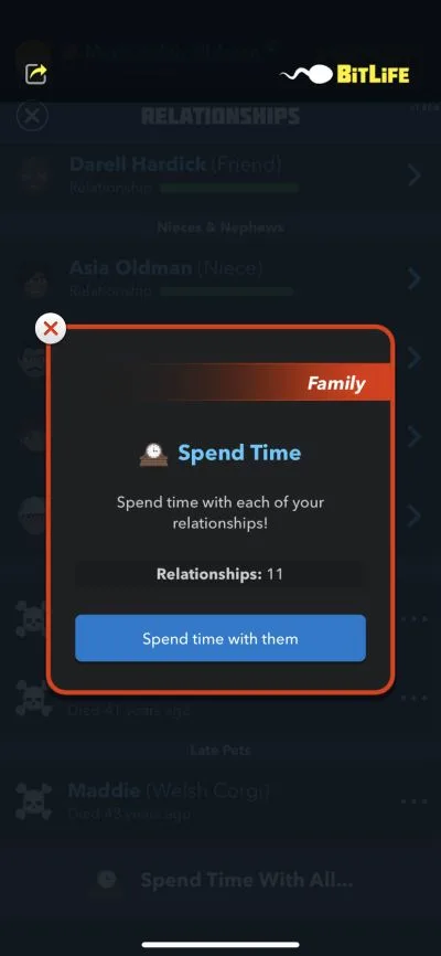 spending time with family in bitlife