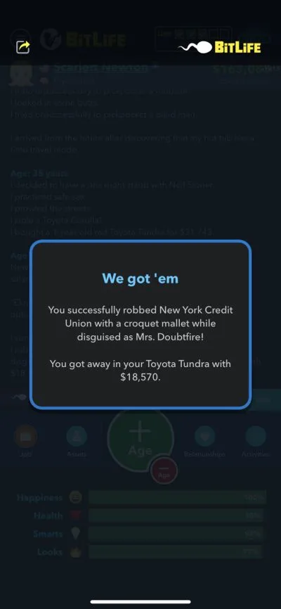 successful robbery in bitlife