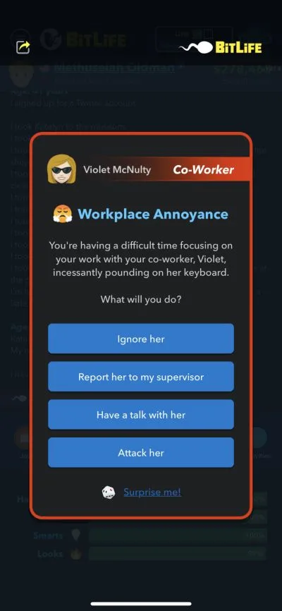 bitlife workplace annoyance